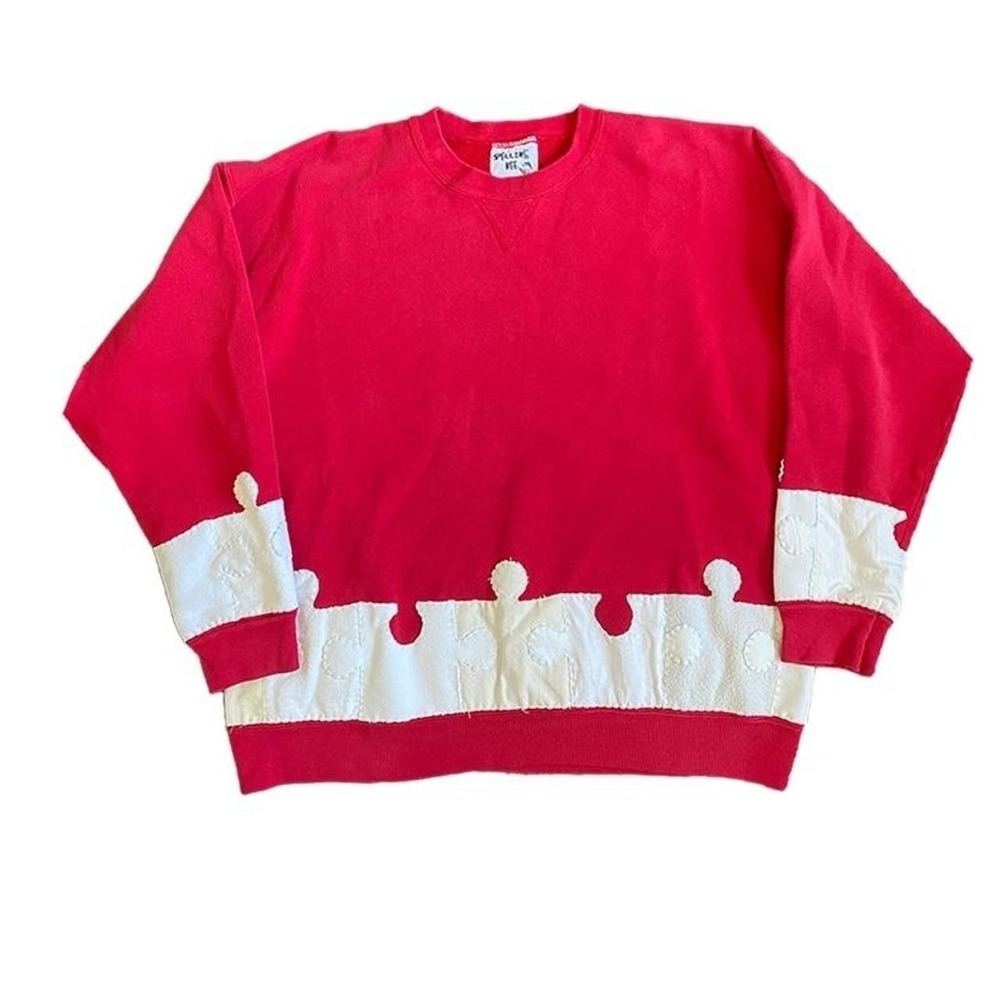 Hand sewn puzzle crewneck‎